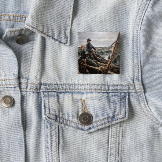 Albert Edelfelt - Op Zee Vierkante Button 5,1 Cm (In situ)