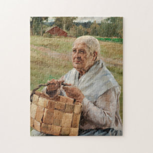 Albert Edelfelt - Oude vrouw met een plint mandje Legpuzzel