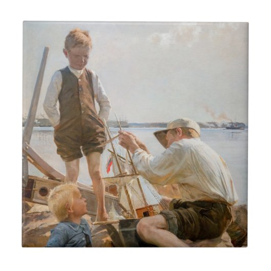 Albert Edelfelt - Scheepsbouwers Tegeltje (Voorkant)