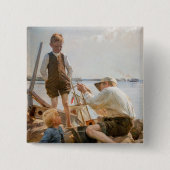Albert Edelfelt - Scheepsbouwers Vierkante Button 5,1 Cm (Voorkant)