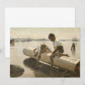 Albert Edelfelt - Twee jongens op een boomstam Bedankkaart (Voorkant / Achterkant)