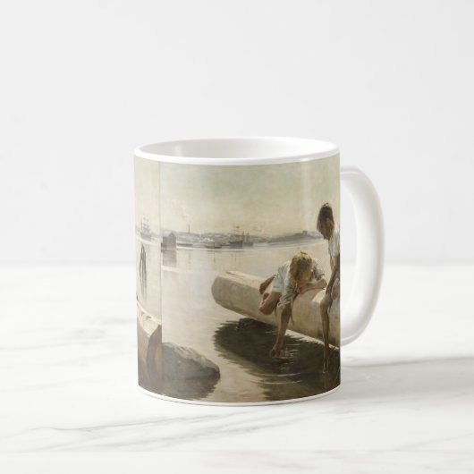 Albert Edelfelt - Twee jongens op een log Koffiemok (Voorkant rechts)