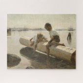 Albert Edelfelt - Twee jongens op een log Legpuzzel (Horizontaal)