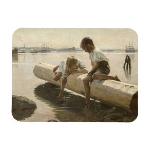 Albert Edelfelt - Twee jongens op een log Magneet