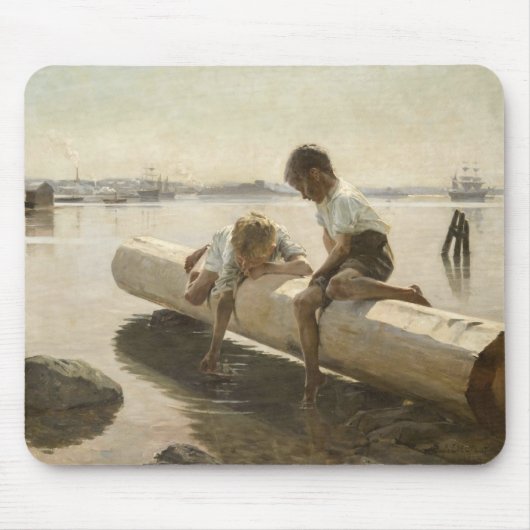 Albert Edelfelt - Twee jongens op een log Muismat (Voorkant)