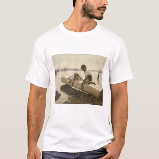 Albert Edelfelt - Twee jongens op een log T-shirt (Voorkant)
