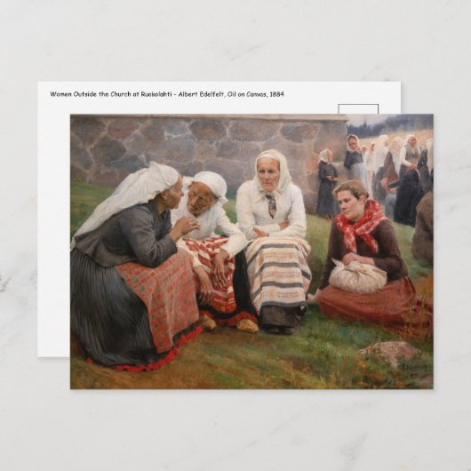Albert Edelfelt - Vrouwen buiten de kerk Briefkaart (Voorkant / Achterkant)