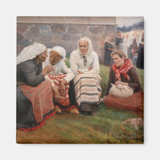 Albert Edelfelt - Vrouwen buiten de kerk Magneet (Voorkant)