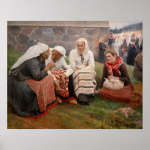 Albert Edelfelt - Vrouwen buiten de kerk Poster