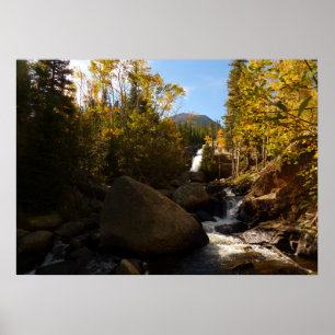 Alberta Falls in de herfst bij Rocky Mountains Poster