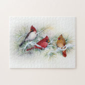 Albino Cardinal Visites Jigsaw Puzzle (Horizontal)