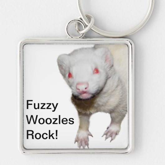 Albino Ferret Afbeelding Sleutelhanger (Voorkant)