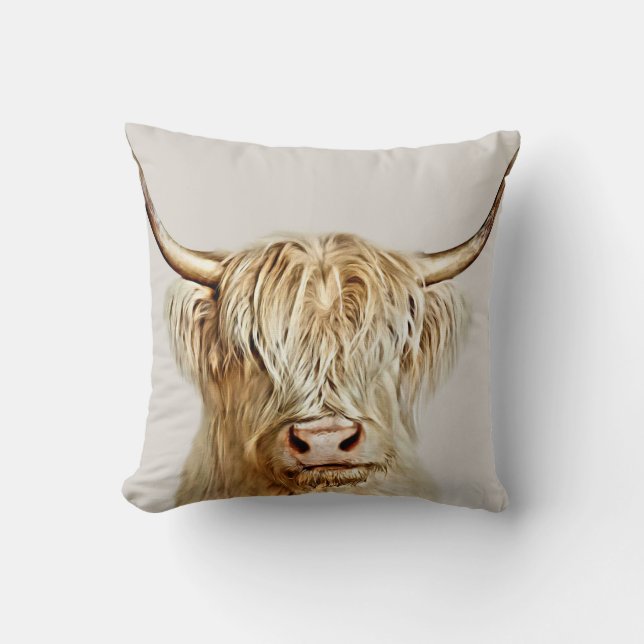 Albino Highland Cow Kussen (Voorkant)