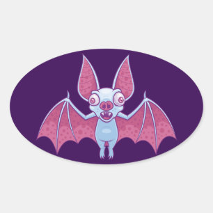 Albino Vampire Bat Ovale Sticker