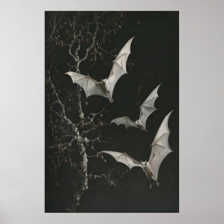 Albino Vleerhonden Kunst Print, Donkere Botanische Poster