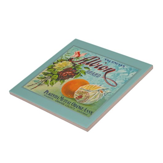 Albion Sinaasappels Fruit Crate Label Tegeltje (Zijkant)