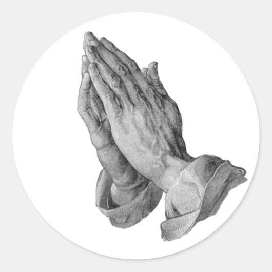 Albrecht Durer - Hands Praying Ronde Sticker (Voorkant)