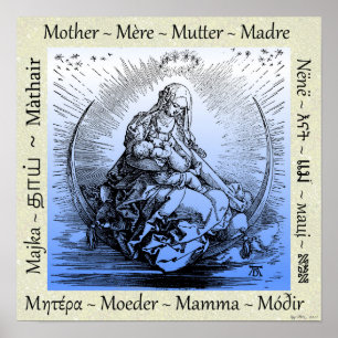 Albrecht Dürer Moeder & Kind op Crescent Moon Poster