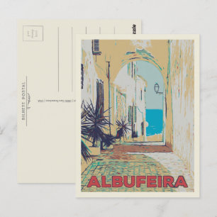 Albufeira Old Town Street Algarve, Portugal Briefkaart