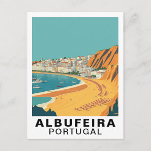 Albufeira, Portugal Europese Retro Reis Kunst Briefkaart