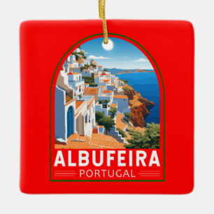 Albufeira Portugal Reizen Kunst Vintage Keramisch Ornament