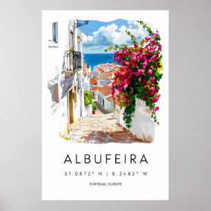 Albufeira Watercolor Poster Ski Reizen Nationaal