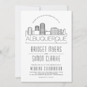 Albuquerque bruiloft gestileerde skyline uitnodigi kaart (Voorkant)