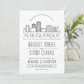 Albuquerque bruiloft gestileerde skyline uitnodigi kaart (Staand voorkant)