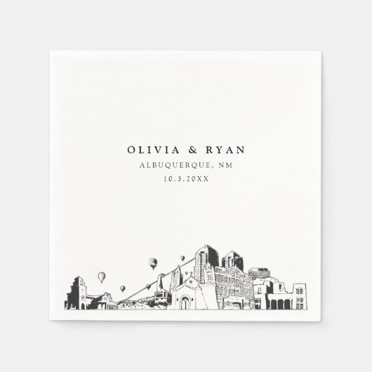 Albuquerque Bruiloft minimalistisch papier Servet (Voorkant)