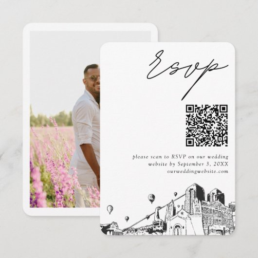 Albuquerque Bruiloft Moderne RSVP QR Code Informatiekaartje (Voorkant / Achterkant)