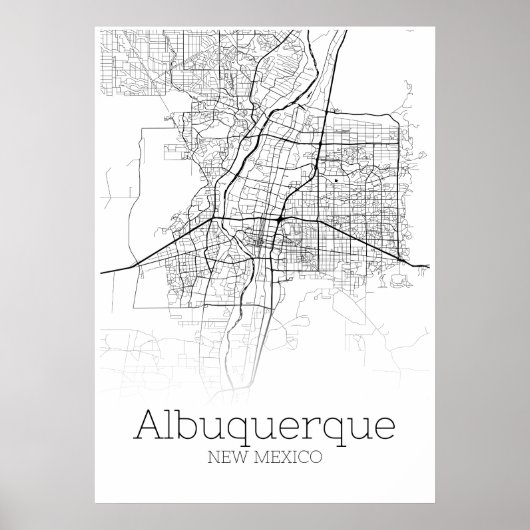 Albuquerque Map - New Mexico - City Map Poster (Devant)