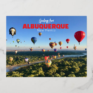 Albuquerque New Mexico Ansichtkaart Luchtballonnen Folie Feestdagen Briefkaart