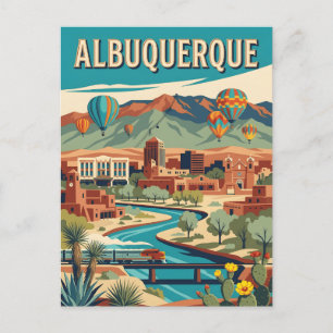 Albuquerque New Mexico Ballon Vintage Poster Briefkaart