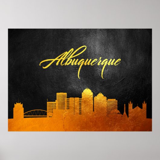 Albuquerque New Mexico Gold Skyline Poster (Voorkant)
