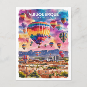 Albuquerque New Mexico Hot Air Balloons waterverf Briefkaart