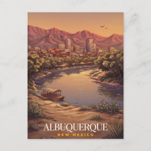 Albuquerque New Mexico Schitterende Silhouet Kunst Briefkaart