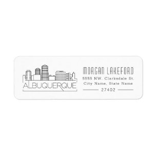 Albuquerque, New Mexico Stylized Skyline Etiket