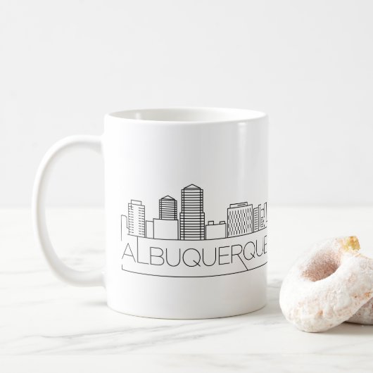 Albuquerque, New Mexico Stylized Skyline Koffiemok (Met donut)