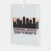 Albuquerque NM City Skyline Glas Ornament (Voorkant links)