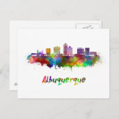 Albuquerque skyline in watercolor briefkaart (Voorkant / Achterkant)