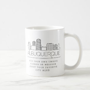 Albuquerque Stylized Skyline   Aangepaste slogan  Koffiemok