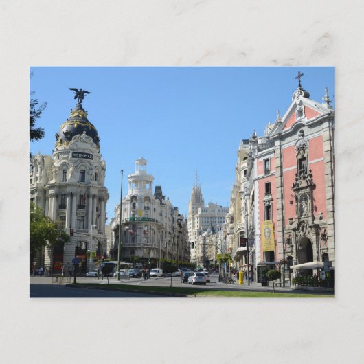 Alcala en Gran Via, Briefkaart Madrid (Voorkant)