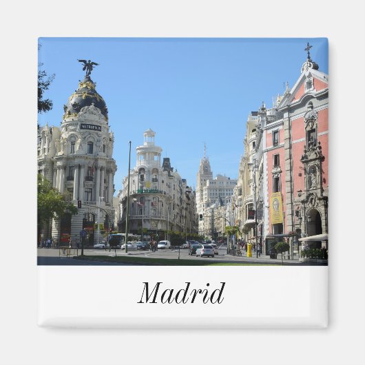Alcala et Gran Via Street, Madrid Magnet (Devant)