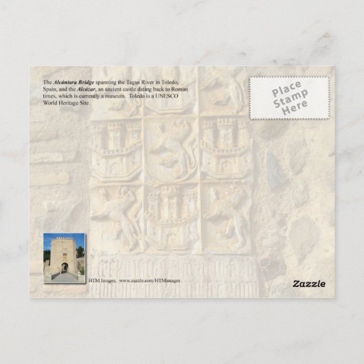 Alcantara Bridge en Alcazar in Toledo, Spanje Briefkaart (Achterkant)