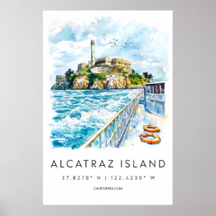 Alcatraz-eiland Aquarel Poster Alcatraz Reizen