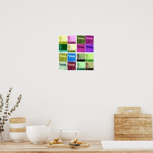 Alcatraz et Golden Gate Bridge poster d'art pop (Cuisine)