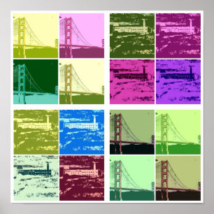 Alcatraz et Golden Gate Bridge poster d'art pop