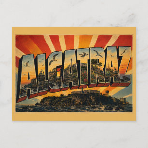 Alcatraz Island CA Vintage Reis Kunst Briefkaart