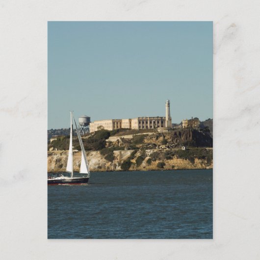Alcatraz Island en een Lone Sailboat Briefkaart (Voorkant)