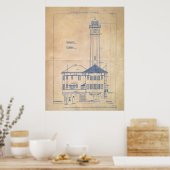 Alcatraz Island Lighthouse Blueprint  Poster (Keuken)